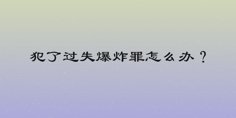 犯了过失爆炸罪怎么办？