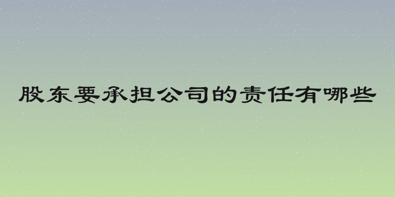 股东要承担公司的责任有哪些