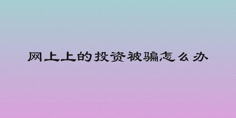 网上上的投资被骗怎么办
