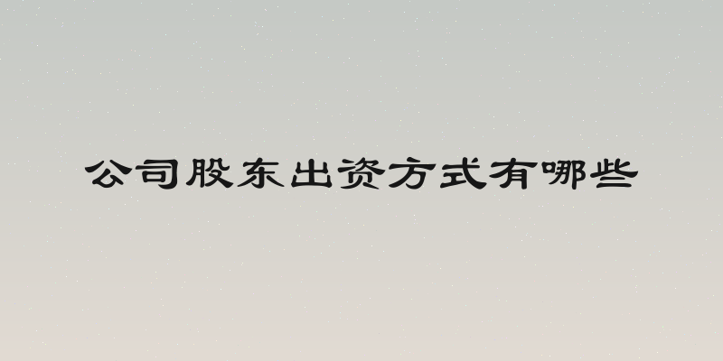 公司股东出资方式有哪些