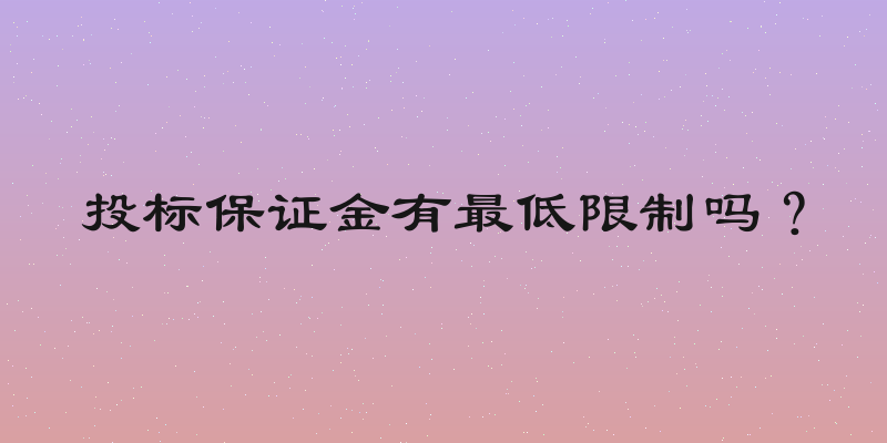 投标保证金有最低限制吗？