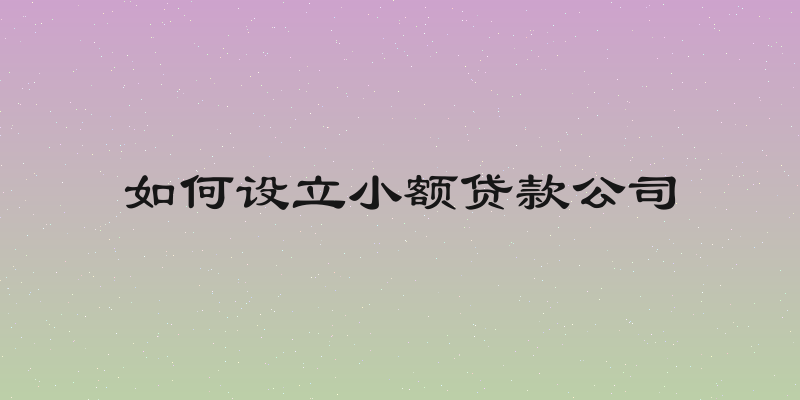 如何设立小额贷款公司