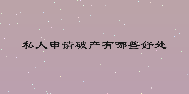 私人申请破产有哪些好处