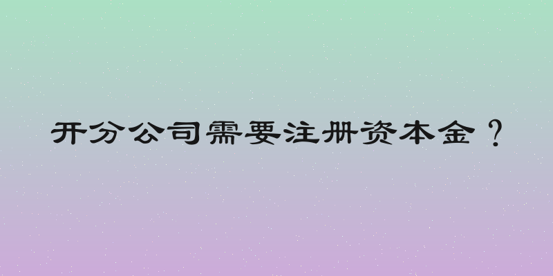 开分公司需要注册资本金？