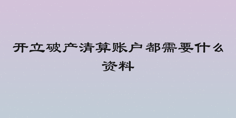开立破产清算账户都需要什么资料