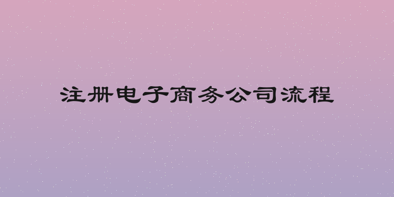 注册电子商务公司流程