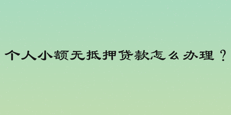 个人小额无抵押贷款怎么办理？