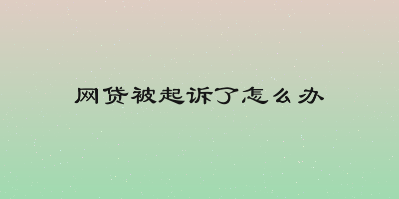 网贷被起诉了怎么办