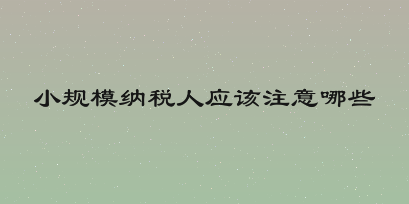 小规模纳税人应该注意哪些