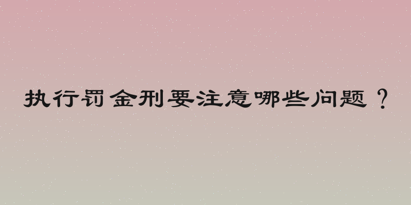 执行罚金刑要注意哪些问题？