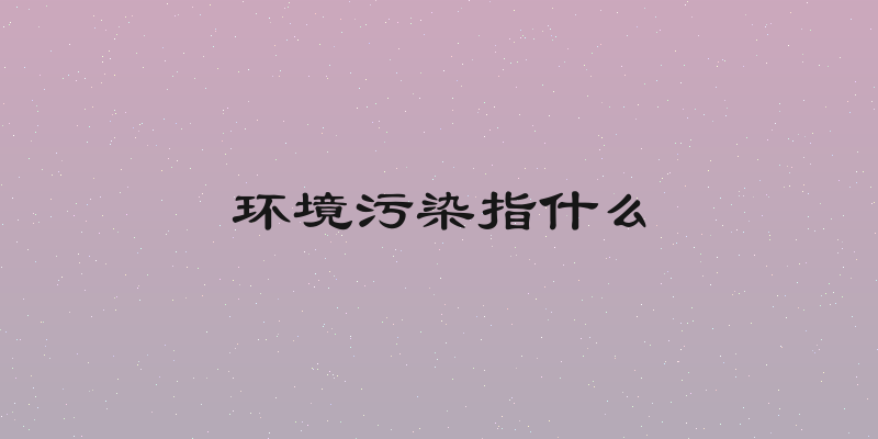 环境污染指什么