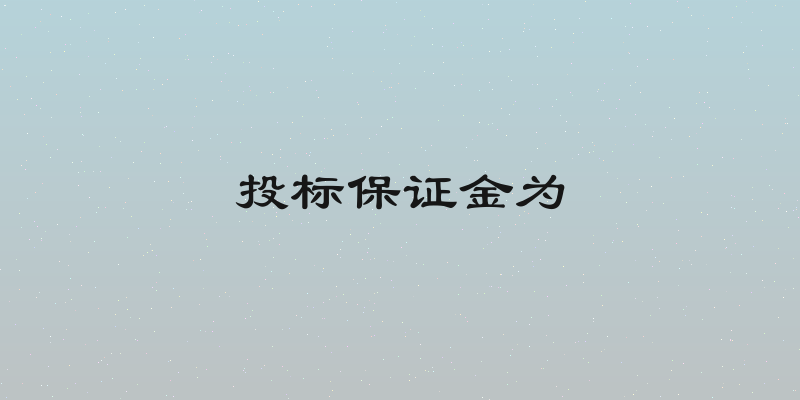 投标保证金为