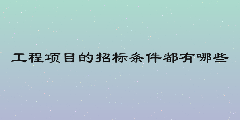 工程项目的招标条件都有哪些