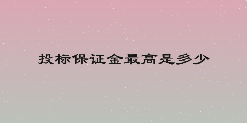 投标保证金最高是多少