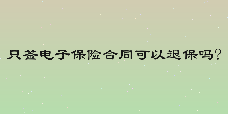 只签电子保险合同可以退保吗?