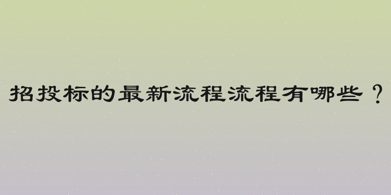招投标的最新流程流程有哪些？