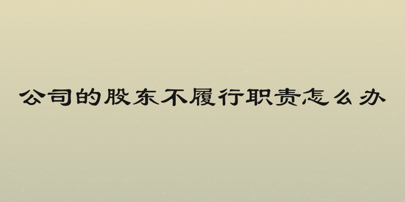 公司的股东不履行职责怎么办