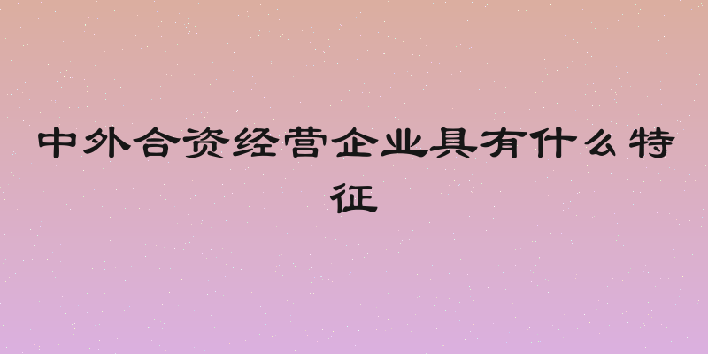 中外合资经营企业具有什么特征
