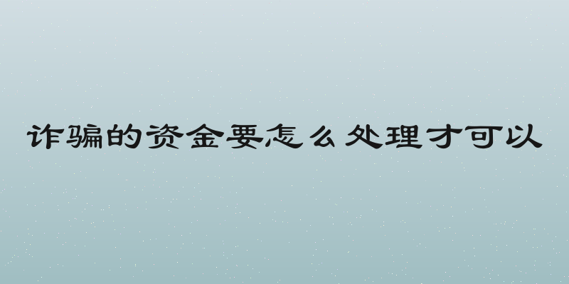 诈骗的资金要怎么处理才可以