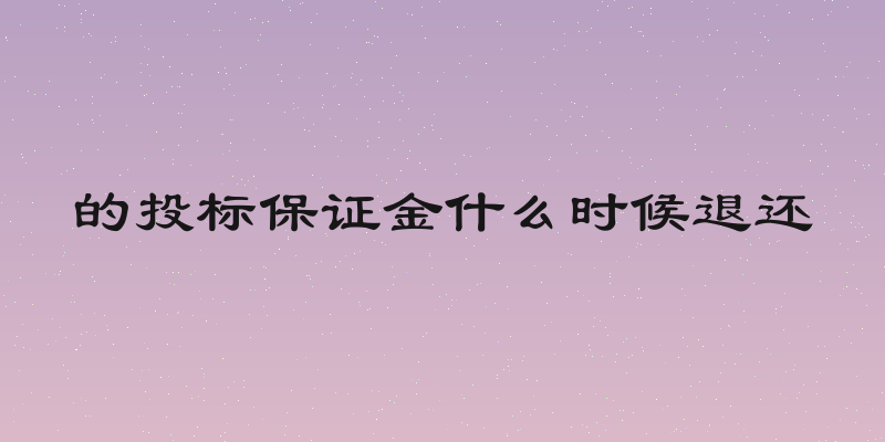 的投标保证金什么时候退还