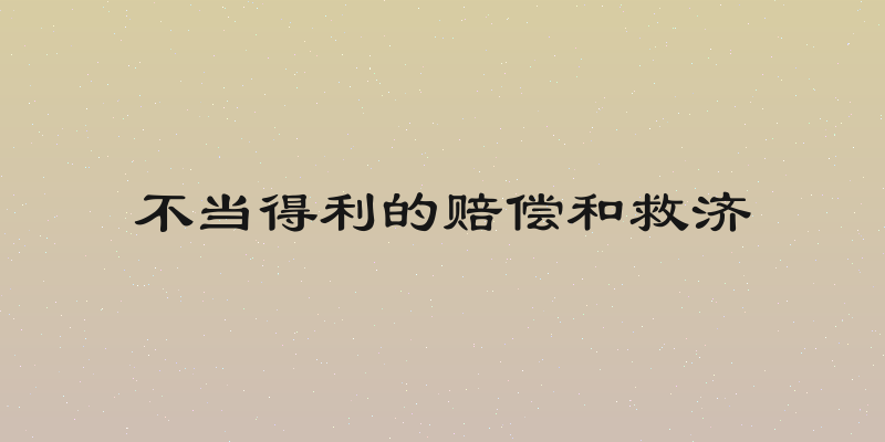 不当得利的赔偿和救济