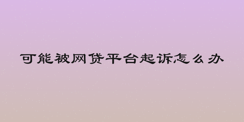 可能被网贷平台起诉怎么办
