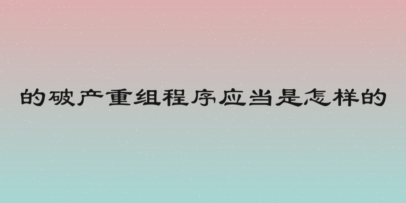 的破产重组程序应当是怎样的