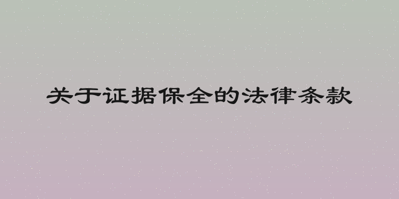 关于证据保全的法律条款