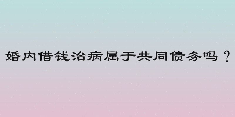 婚内借钱治病属于共同债务吗？