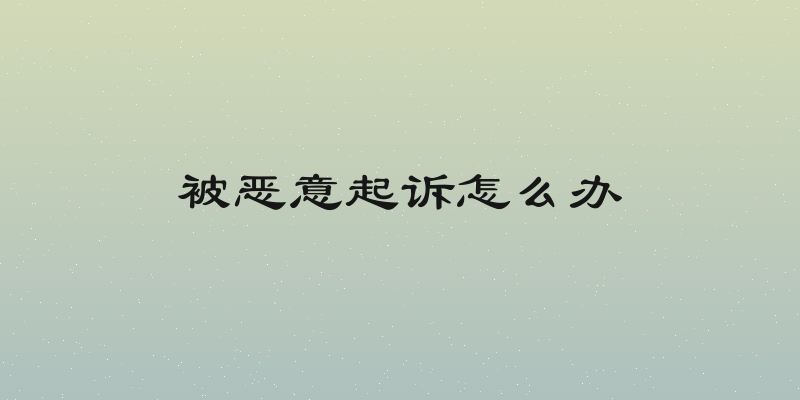 被恶意起诉怎么办