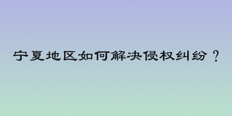 宁夏地区如何解决侵权纠纷？