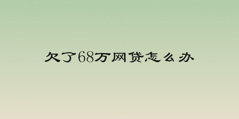 欠了68万网贷怎么办