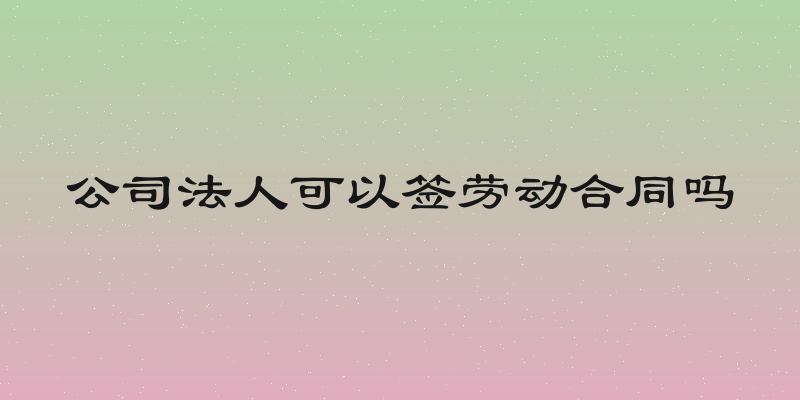 公司法人可以签劳动合同吗