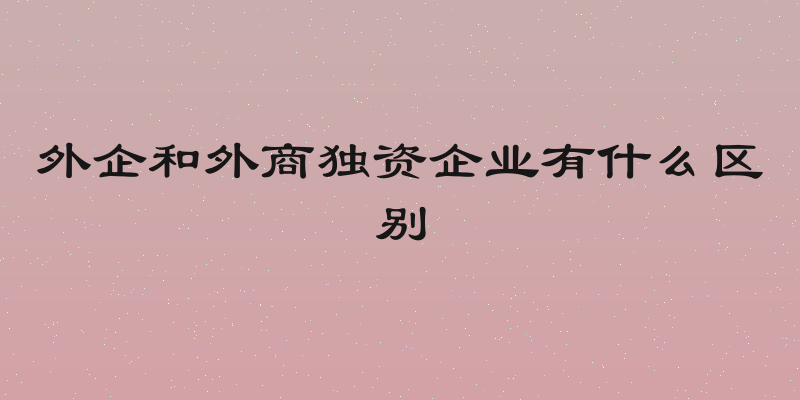外企和外商独资企业有什么区别