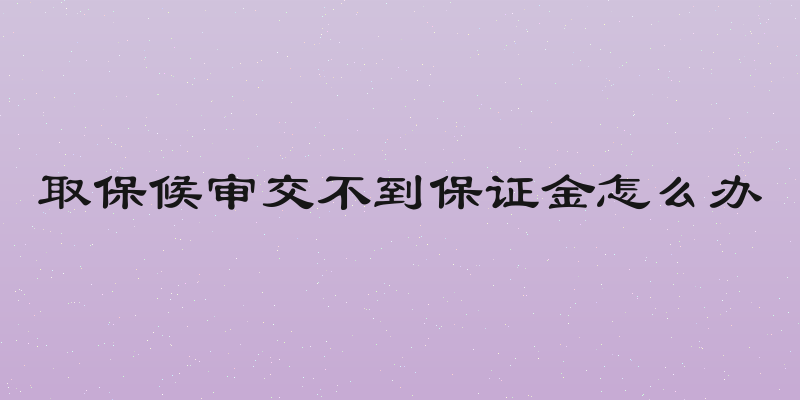 取保候审交不到保证金怎么办