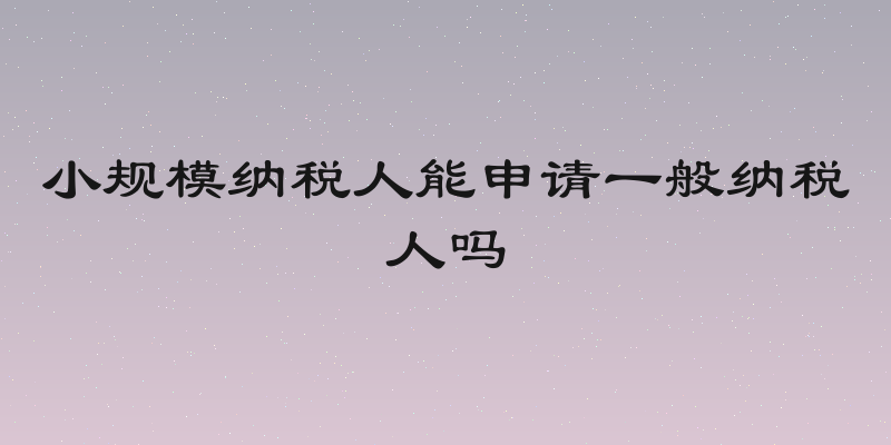 小规模纳税人能申请一般纳税人吗