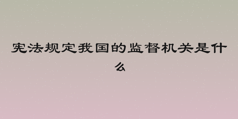 宪法规定我国的监督机关是什么