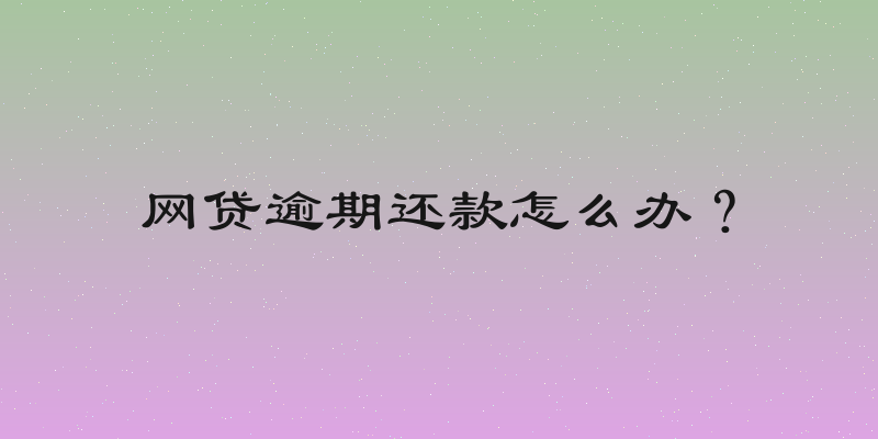 网贷逾期还款怎么办？