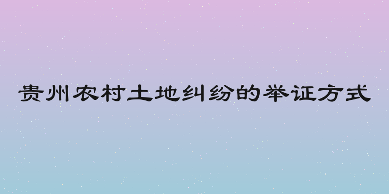 贵州农村土地纠纷的举证方式