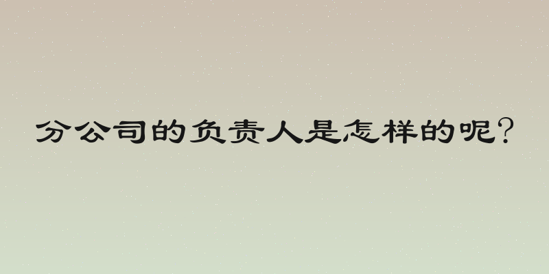 分公司的负责人是怎样的呢?