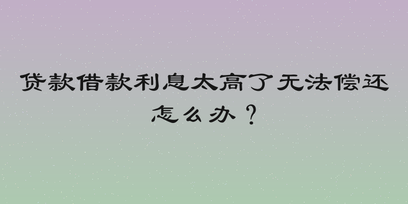 贷款借款利息太高了无法偿还怎么办？