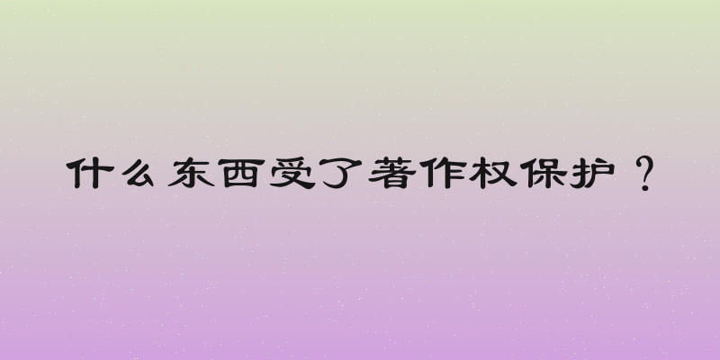 什么东西受了著作权保护？