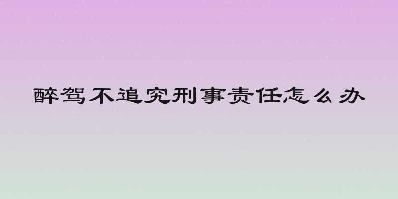 醉驾不追究刑事责任怎么办