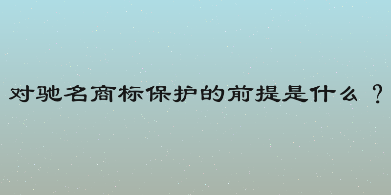 对驰名商标保护的前提是什么？