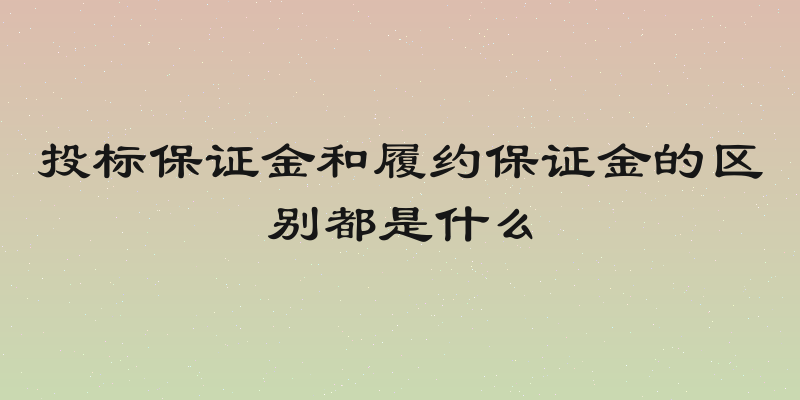 投标保证金和履约保证金的区别都是什么
