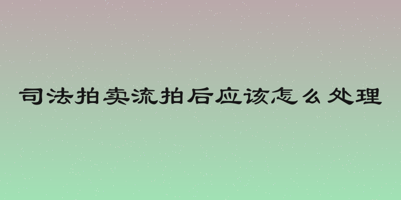 司法拍卖流拍后应该怎么处理