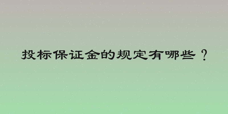 投标保证金的规定有哪些？