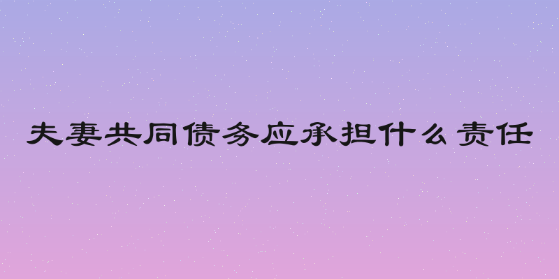 夫妻共同债务应承担什么责任