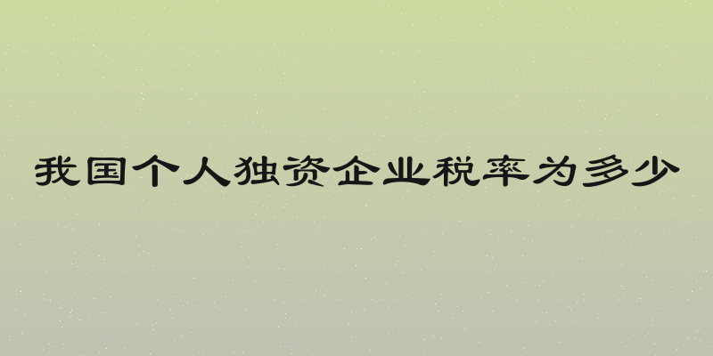 我国个人独资企业税率为多少