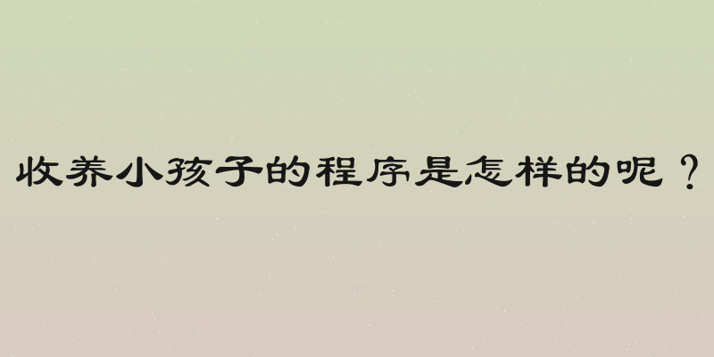 收养小孩子的程序是怎样的呢？